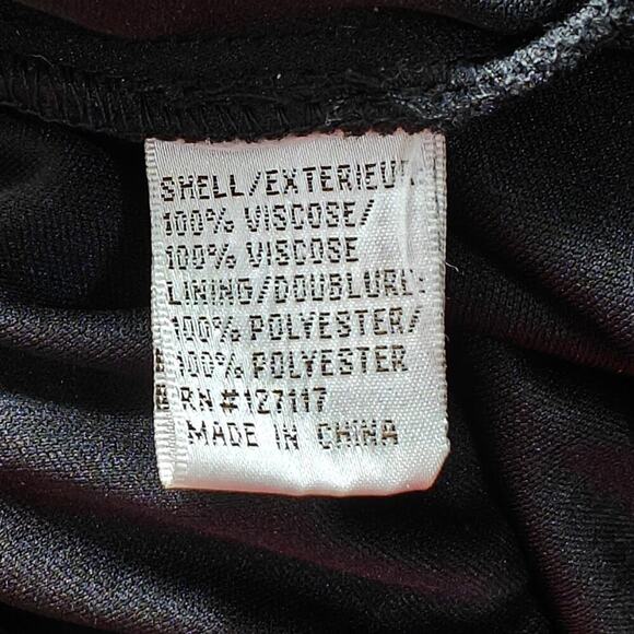 Badgley Mischka Evening Gown Dress Sz 4 Black Stretch Ruched Drape Train Wedding - Picture 10 of 11